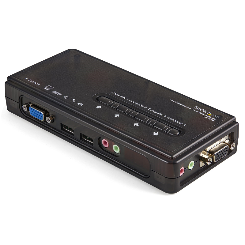 StarTech SV411KUSB 4 Port Black USB KVM Switch Kit with Cables and Audio
